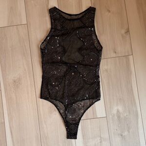 Elegant Black Lace Bodysuit - Dreamgirl - Small